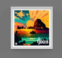 Load image into Gallery viewer, Ibiza Es Vedra print by Biggerthanprints.co.uk - Travel poster Spain wall art Sunset gift Sunrise decor