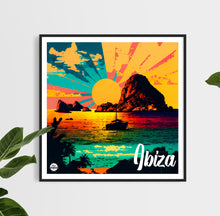 Load image into Gallery viewer, Ibiza Es Vedra print by Biggerthanprints.co.uk - Travel poster Spain wall art Sunset gift Sunrise decor