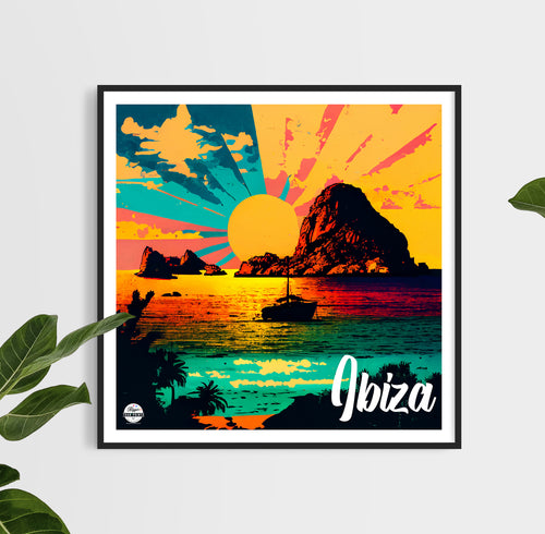 Ibiza Es Vedra print by Biggerthanprints.co.uk - Travel poster Spain wall art Sunset gift Sunrise decor